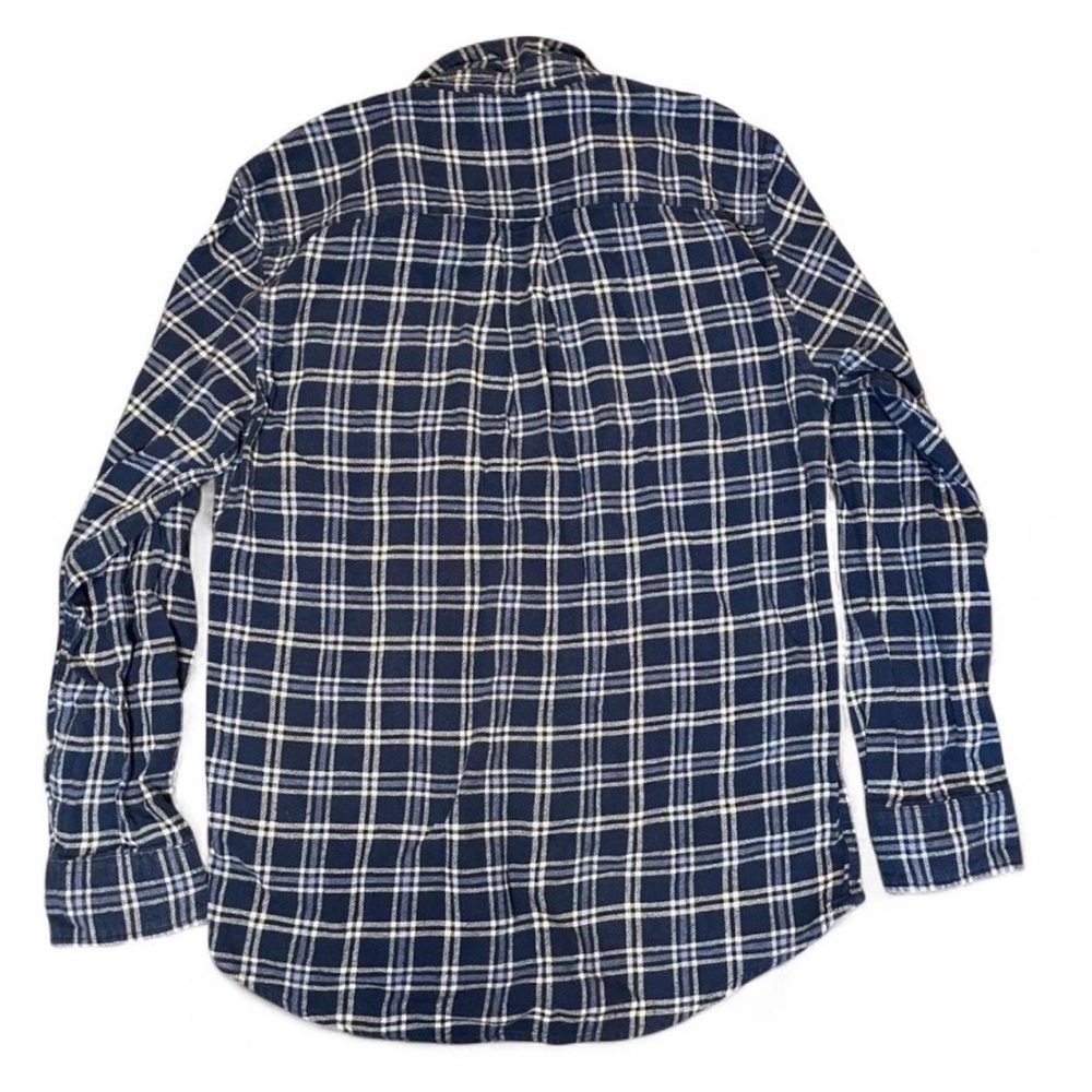 Croft & Barrow Men's Navy and White Plaid Flannel Button-Up Shirt Size S - Picture 2 of 3